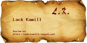 Lack Kamill névjegykártya